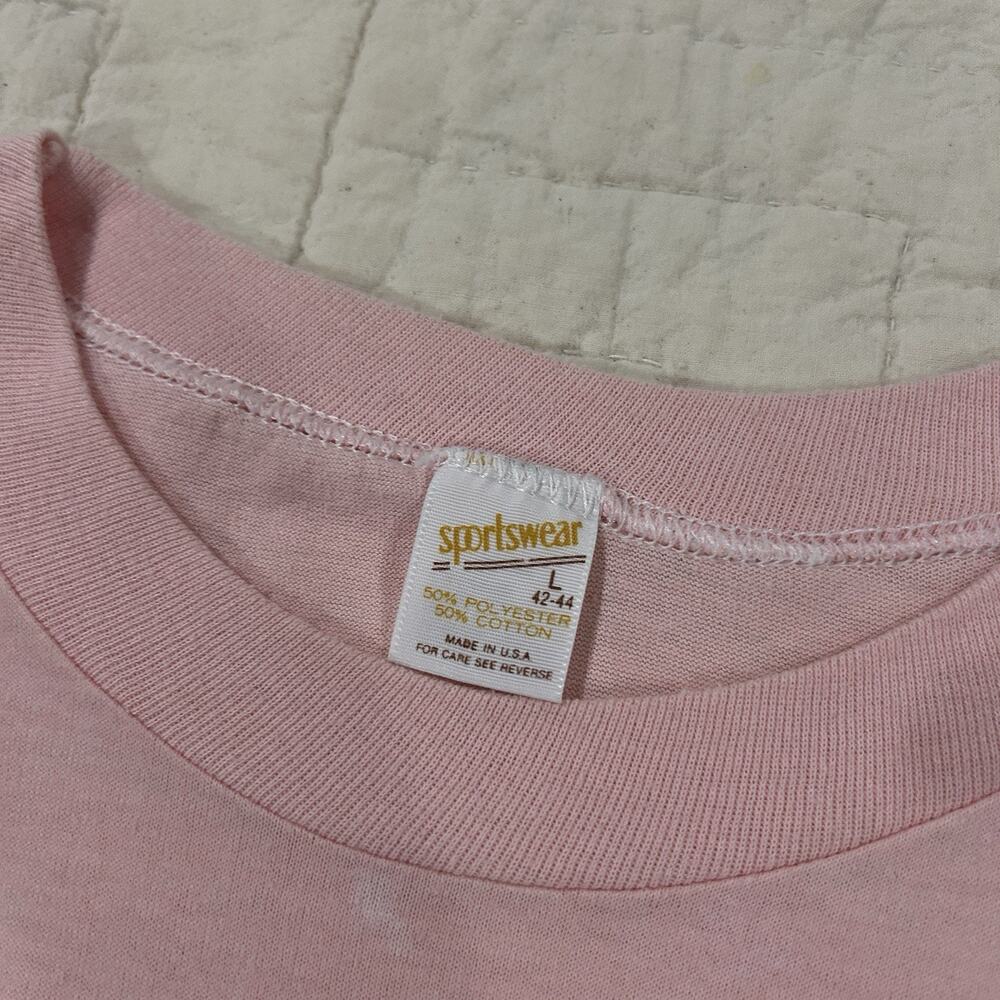 Vintage Sportswear Tag Cape Cod Graphic T Shirt Pink Blue Pastel Beach Size L - Picture 4 of 9